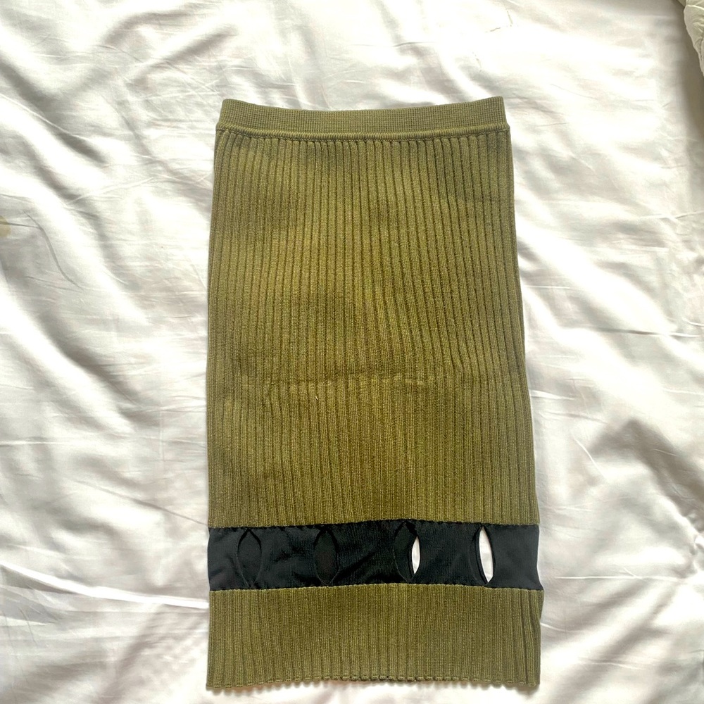 Alexander Wang- Olive green knit midi skirt with elastic band